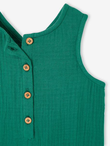 Combinaison longue bébé gaze de coton vert émeraude - vertbaudet enfant 