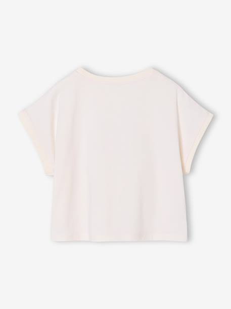 T-shirt fille motifs sequins écru+lilas+vert d'eau - vertbaudet enfant 