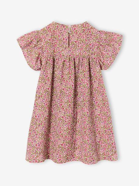 Robe fille en gaze de coton imprimée beige+beige imprimé+rose pâle+vanille - vertbaudet enfant 