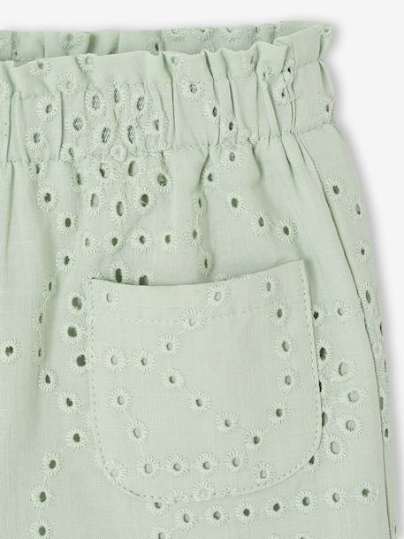 Pantalon bébé fille broderie anglaise vert d'eau - vertbaudet enfant 