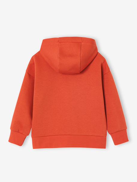 Sweater met capuchon en motief op de borst Basics jongens saliegroen+sinaasappel - vertbaudet enfant 
