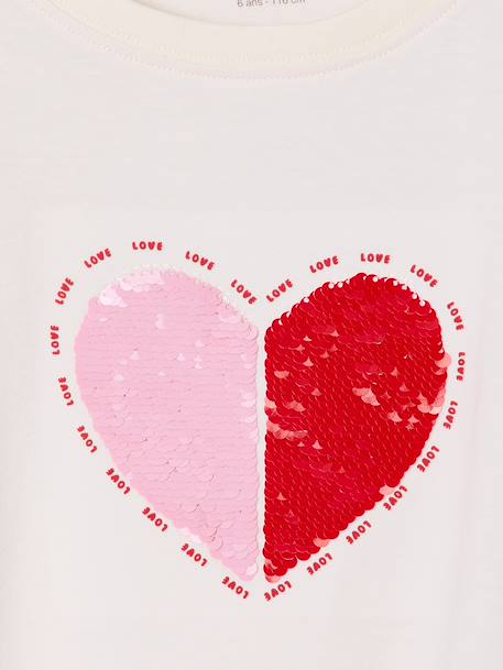 T-shirt fille motifs sequins écru+lilas+vert d'eau - vertbaudet enfant 
