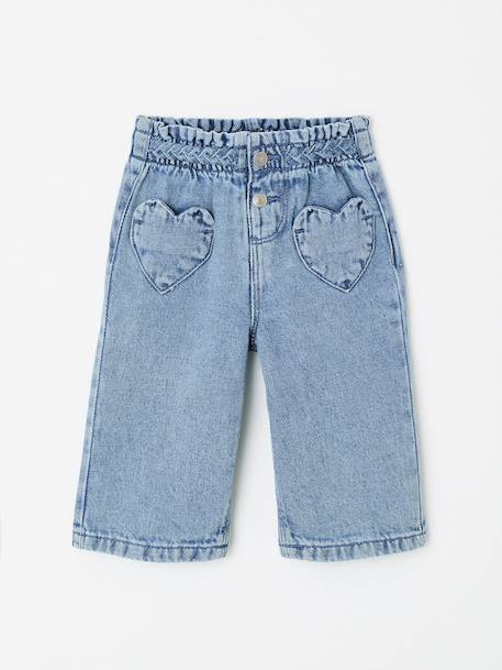 Baby jeans voor meisjes met zakken in hartvorm double stone - vertbaudet enfant 
