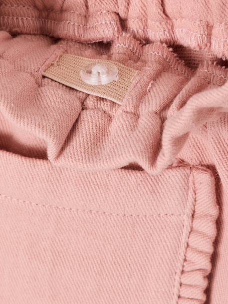 Paper bag short voor meisjes van twill roze (poederkleur) - vertbaudet enfant 
