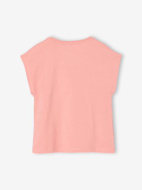 Tee-shirt motif fantaisie fille abricot+bleu grisé - vertbaudet enfant 