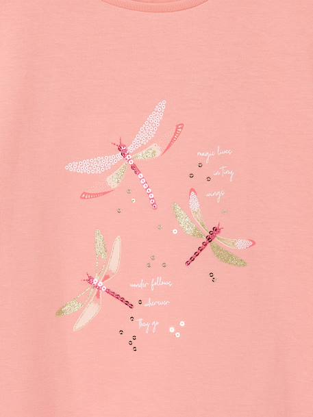 Tee-shirt motif fantaisie fille abricot+bleu grisé - vertbaudet enfant 
