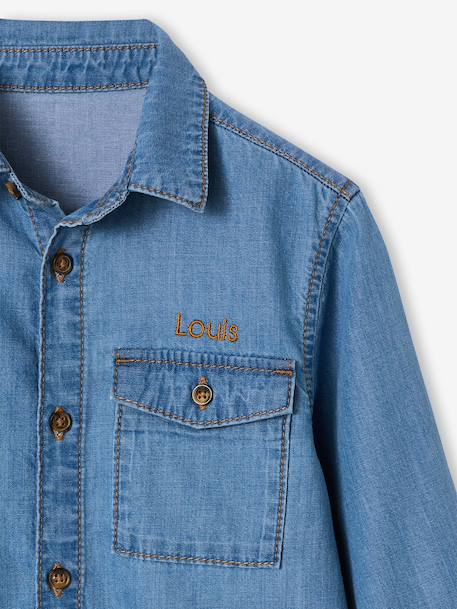 Jongenshemd van licht denim double stone - vertbaudet enfant 