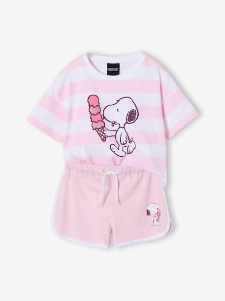 Gestreepte set voor meisjes SNOOPY roze, gestreept - vertbaudet enfant 