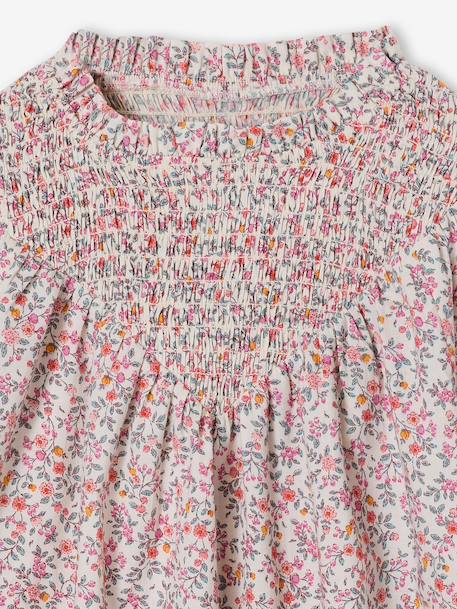 Blouse fille manches smockées écru+ivoire+rose pâle+vanille+vert sauge - vertbaudet enfant 