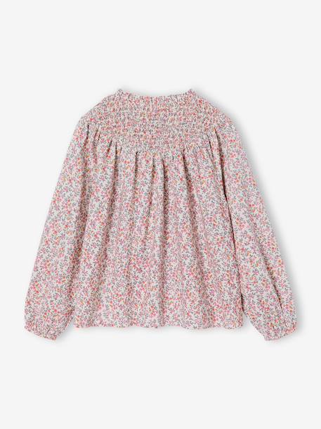 Blouse fille manches smockées écru+ivoire+rose pâle+vanille+vert sauge - vertbaudet enfant 