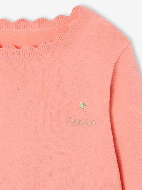Pull fille personnalisable beige chiné+framboise+mandarine+marine+vert de gris - vertbaudet enfant 