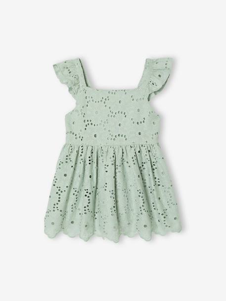 Blouse fille broderie anglaise à volants vert sauge - vertbaudet enfant 