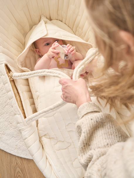 Nid d'ange enveloppant en coton beige imprimé+blanc+bleu glacier+bleu grisé+imprimé grenier+vanille - vertbaudet enfant 
