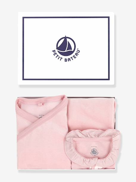 Cadeauset 3-delige baby babyset fluweel / velours rozen - vertbaudet enfant 