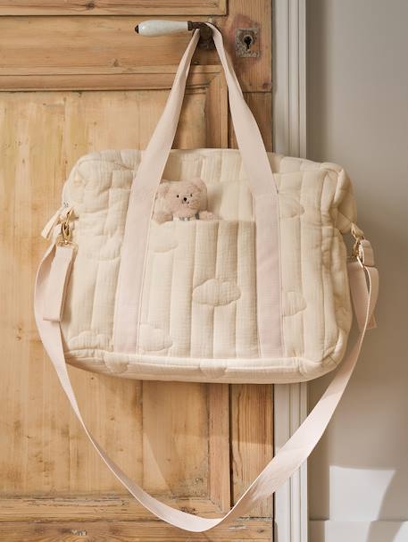 24-uurs tas MAMA TEDDY cappuccino+ecru+wit+wit, bedrukt - vertbaudet enfant 