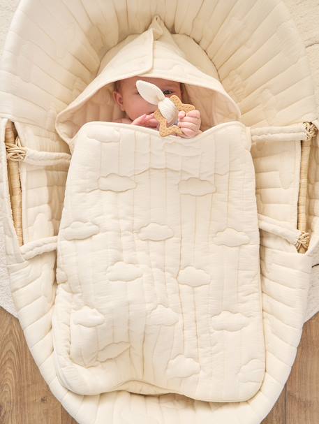 Nid d'ange enveloppant en coton beige imprimé+blanc+bleu glacier+bleu grisé+imprimé grenier+vanille - vertbaudet enfant 