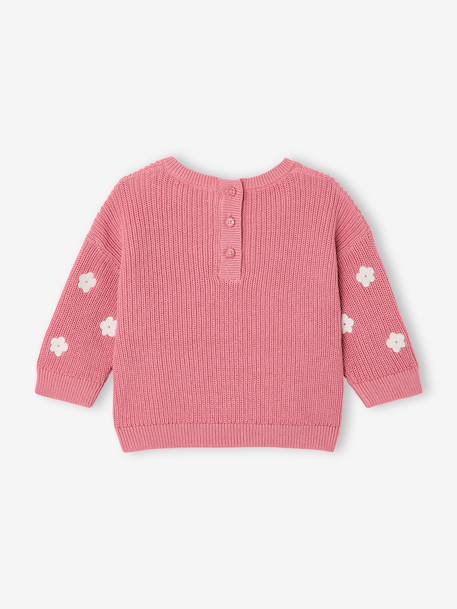 Pull bébé brodé vanille+vieux rose - vertbaudet enfant 