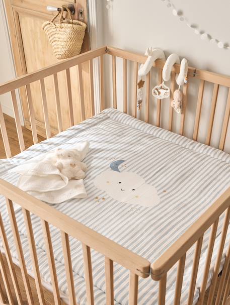 Couverture / Fond de parc bébé en gaze de coton DANS LES NUAGES rayé bleu - vertbaudet enfant 