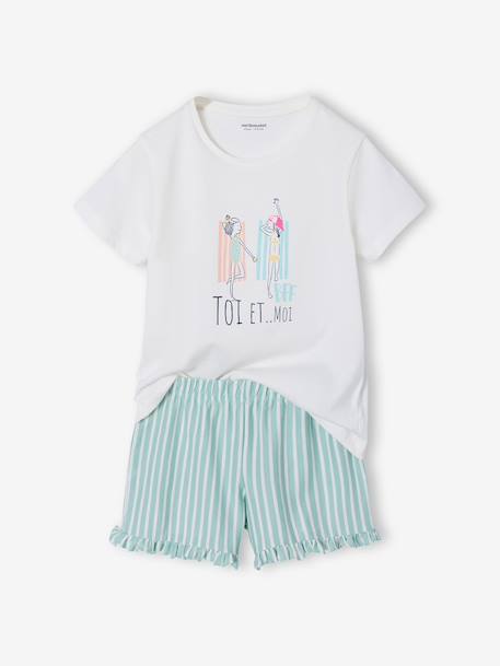 Lot de 2 pyjashort fille écru - vertbaudet enfant 
