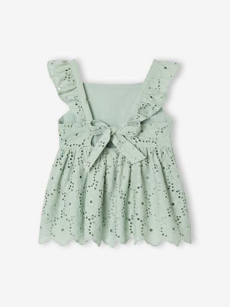 Blouse fille broderie anglaise à volants vert sauge - vertbaudet enfant 