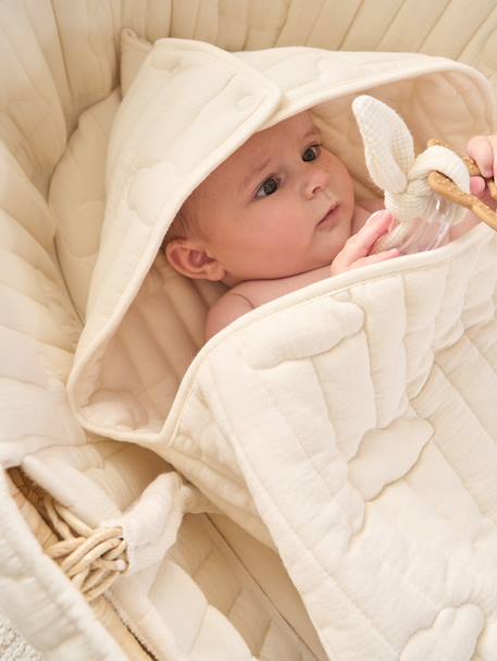 Nid d'ange enveloppant en coton beige imprimé+blanc+bleu glacier+bleu grisé+imprimé grenier+vanille - vertbaudet enfant 