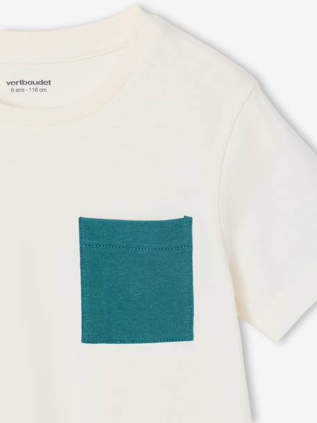 Set van 3 T-shirt met korte mouwen karamel+marineblauw+pecannoot+petrolblauw+saliegroen - vertbaudet enfant 