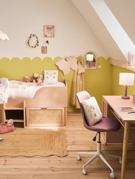 Verhoogd kinderbed met rieten opbergruimte LIGNE POÉSIE nude - vertbaudet enfant 