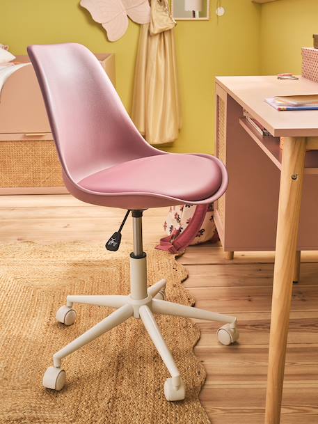 Chaise de bureau enfant à roulettes blanc+bleu+rose+vert - vertbaudet enfant 
