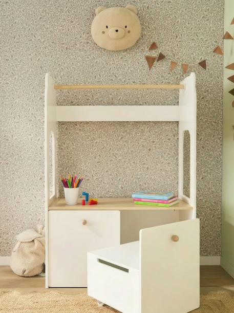 Portant et bureau enfant 2 en 1 Ourson blanc - vertbaudet enfant 