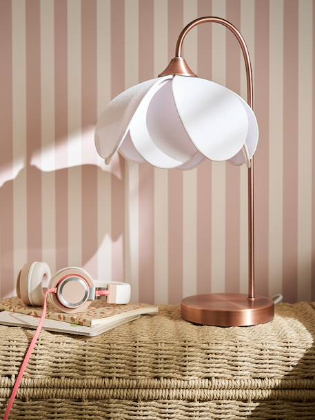 Lampe à poser abat-jour fleur pied métal beige - vertbaudet enfant 