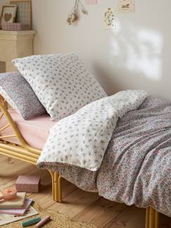 -Parure housse de couette et taie d'oreiller en gaze de coton RETRO FLOWERS, avec coton recyclé