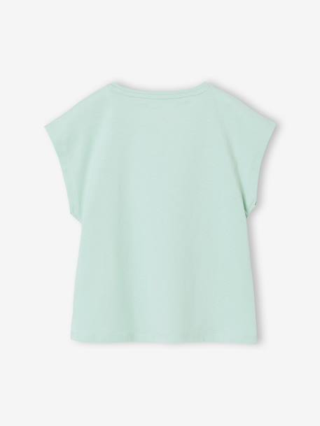 Tee-shirt fille uni fantaisie manches courtes personnalisable écru+marine+rose bonbon+vert d'eau - vertbaudet enfant 
