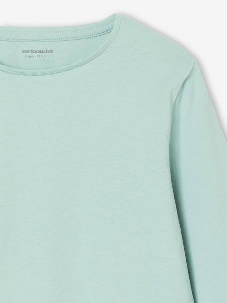 Set van 3 BASICS meisjesshirts met lange mouwen antraciet+ecru+grijsblauw+indigoblauw+koraal+zachtpaars - vertbaudet enfant 