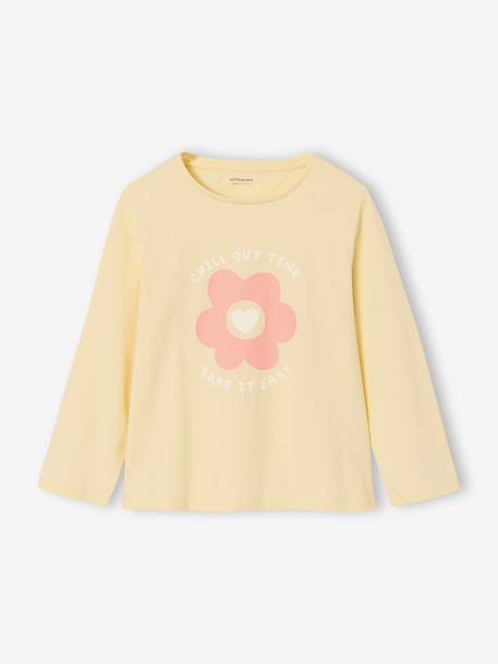 Set van 3 BASICS meisjesshirts met lange mouwen antraciet+ecru+grijsblauw+indigoblauw+koraal+zachtpaars - vertbaudet enfant 