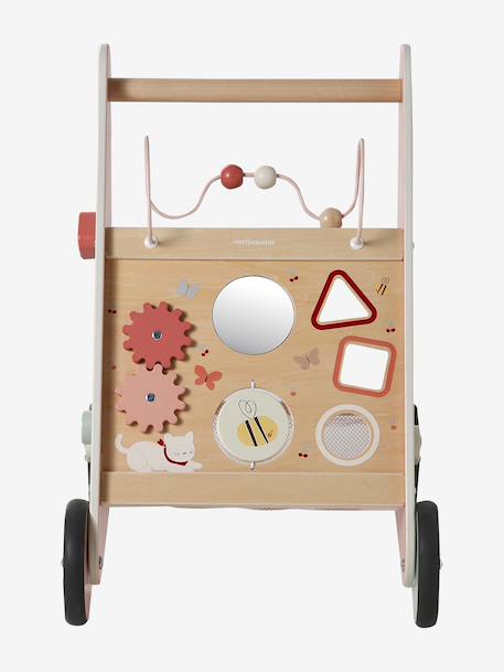 Loopwagen met remmen GREEN FOREST van FSC®-hout geel+rood - vertbaudet enfant 
