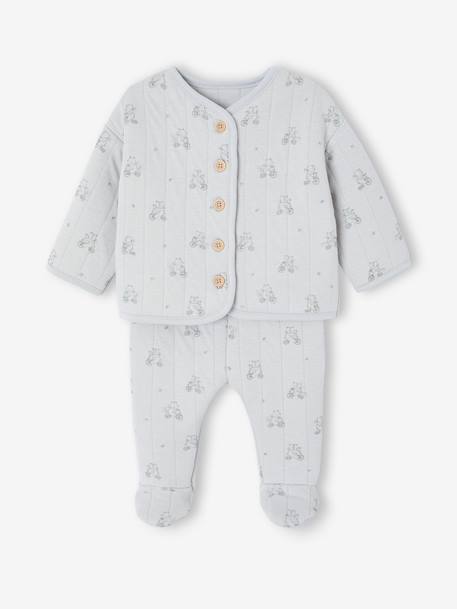 Gewatteerde babyset blauwgroen+rozen - vertbaudet enfant 