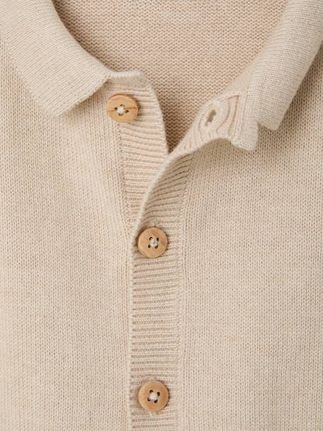 Coffret bébé combinaison tricot et bandana beige chiné - vertbaudet enfant 