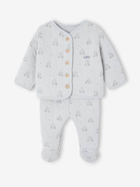 Gewatteerde babyset blauwgroen+rozen - vertbaudet enfant 