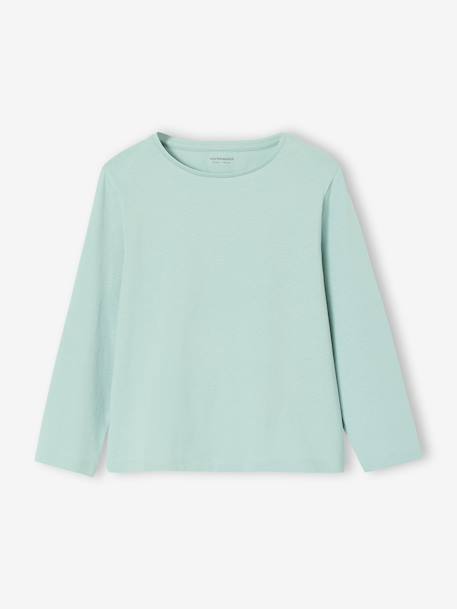 Set van 3 BASICS meisjesshirts met lange mouwen antraciet+ecru+grijsblauw+indigoblauw+koraal+zachtpaars - vertbaudet enfant 