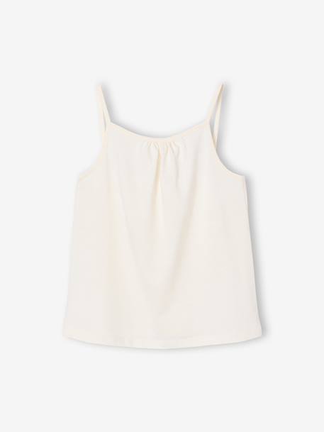 Lot de 3 débardeurs fille à fines bretelles écru+framboise+vert sauge - vertbaudet enfant 