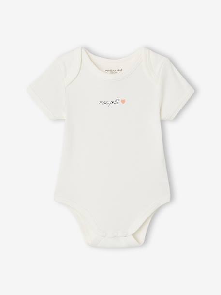 Lot 5 bodies bébé manches courte écru - vertbaudet enfant 