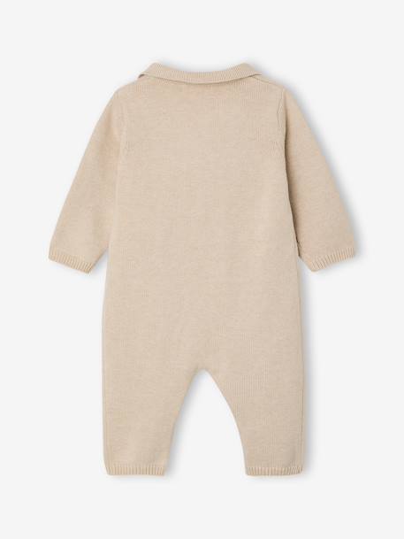 Coffret bébé combinaison tricot et bandana beige chiné - vertbaudet enfant 
