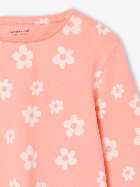 Lot de 3 t-shirts fille fantaisie manches longues anthracite+bleu grisé+corail+écru+indigo+mauve - vertbaudet enfant 