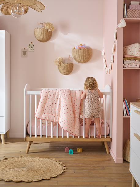 Lit bébé à barreaux LIGNE CONFETTI BLANC+vert - vertbaudet enfant 