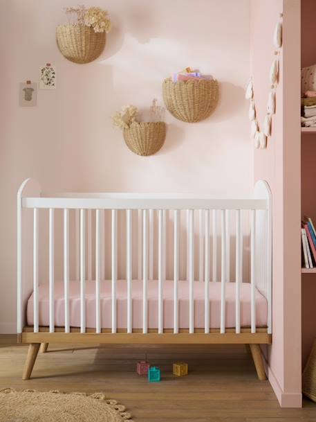 Lit bébé à barreaux LIGNE CONFETTI BLANC+vert - vertbaudet enfant 