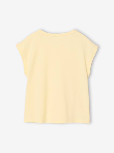 Effen Basics meisjesshirt met korte mouwen blauwgroen+ecru+lichtgeel+snoepjesroze - vertbaudet enfant 
