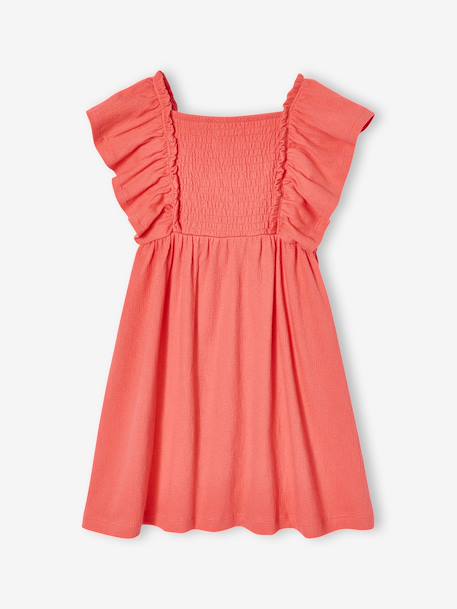 Robe fille manches papillon corail+écru - vertbaudet enfant 