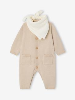 -Coffret bébé combinaison tricot et bandana