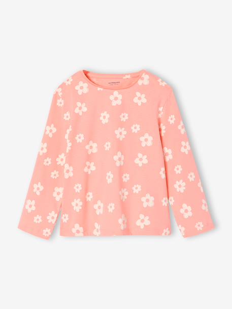 Set van 3 BASICS meisjesshirts met lange mouwen antraciet+ecru+grijsblauw+indigoblauw+koraal+zachtpaars - vertbaudet enfant 
