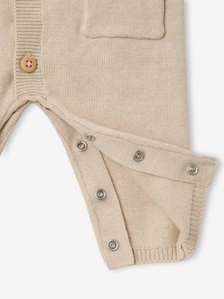 Coffret bébé combinaison tricot et bandana beige chiné - vertbaudet enfant 